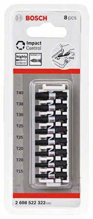 Bosch Impact 8'li Torxs Bits Uç Takımı T15-T40 25mm 2608522322
